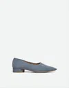 Maison Margiela Textured Denim Pointed-toe Pumps With Low Block Heel In Blue