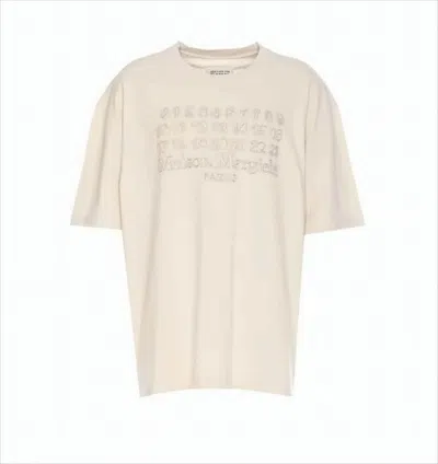 Maison Margiela Textured Embroidered Short-sleeved T-shirt In Neutral