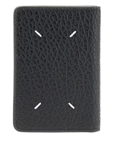 Maison Margiela Textured Four-stitches Card Holder In Black