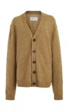 Maison Margiela Textured Knit Wool-cotton Cardigan In Green