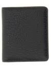 Maison Margiela Textured Leather Compact Bifold Wallet In Black