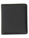 Maison Margiela Textured Leather Compact Bifold Wallet In Black