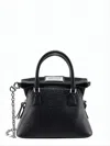 Maison Margiela Textured Leather Tote Bag With Chain Strap And Dual Handles In Black