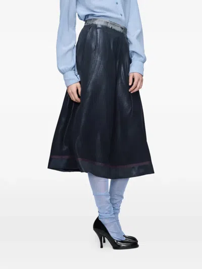 Maison Margiela Textured Midi Skirt In Blue