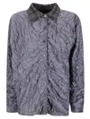 Maison Margiela Textured Poly Quilted Shirt With Classic Collar And Button-down Front In Gray