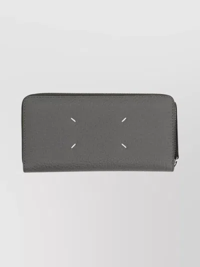 Maison Margiela Textured Purse And Cardholder Set In Gray