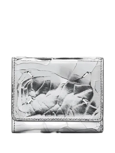 Maison Margiela Textured Trifold Wallet In Silver