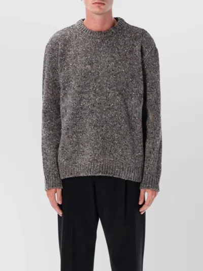 Maison Margiela Grey Speckled Wool Crewneck Sweater In Gray