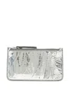 Maison Margiela Textured Zip Card Holder In Gray