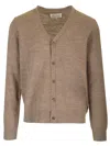Maison Margiela V-neck Long-sleeve Cardigan In Beige