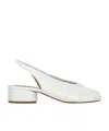Maison Margiela Pearly Leather Tabi Slingback With Ankle Belt In White