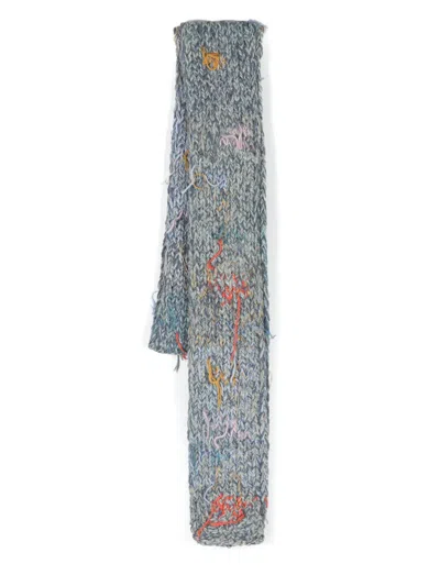 Maison Margiela Threaded Chunky-knit Rectangle Scarf In Blue