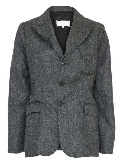 Maison Margiela Three-button Tweed Jacket In Gray