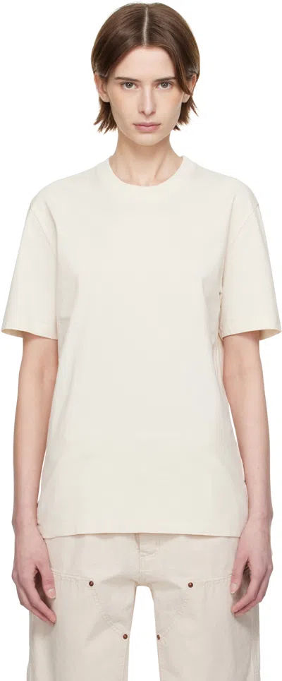 Maison Margiela Three-pack Beige Cotton T-shirts In 968 Shades Of Ecru