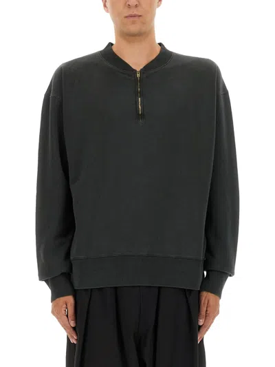 Maison Margiela Three Quarter Zipper Sweatshirt In Gray