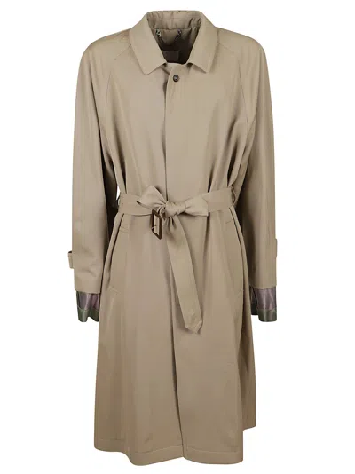 Maison Margiela Tie-waist Layered Coat In Neutrals