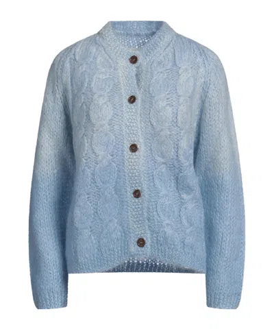 Maison Margiela Tie-dye Coarse Knit Sweater In Blue