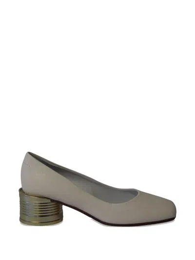 Pre-owned Maison Margiela Tin Can Leather Pumps In White