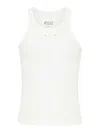 Maison Margiela Logo Cotton Blend Tank Top In Neutral