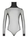 Maison Margiela Transparent Bodysuit With High Neck And Long Sleeves In Black
