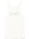 Maison Margiela Beige Top With Wide Neckline And Logo Printed On The Front In Viscose And Cotton Blend Woman In Multi