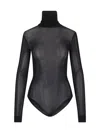 Maison Margiela Transparent High-neck Bodysuit In Black Viscose Jersey In Black