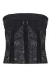 Maison Margiela Mesh-panel Cropped Top In Black