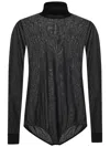 Maison Margiela Transparent High-neck Bodysuit In Black Viscose Jersey In Black