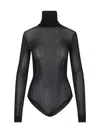 Maison Margiela Transparent High-neck Bodysuit In Black Viscose Jersey In Black