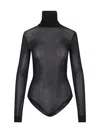 Maison Margiela Transparent High-neck Bodysuit In Black Viscose Jersey In Black