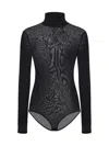 Maison Margiela Transparent High-neck Bodysuit In Black Viscose Jersey In Black