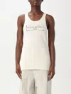 Maison Margiela Beige Top With Wide Neckline And Logo Printed On The Front In Viscose And Cotton Blend Woman In Beige