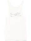 Maison Margiela Beige Top With Wide Neckline And Logo Printed On The Front In Viscose And Cotton Blend Woman In White