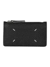 Maison Margiela Signature Stitched Leather Cardholder In Black