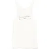 Maison Margiela Beige Top With Wide Neckline And Logo Printed On The Front In Viscose And Cotton Blend Woman In Beige