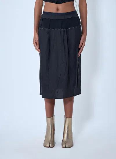 Maison Margiela Topstitching Midi Skirt In Black