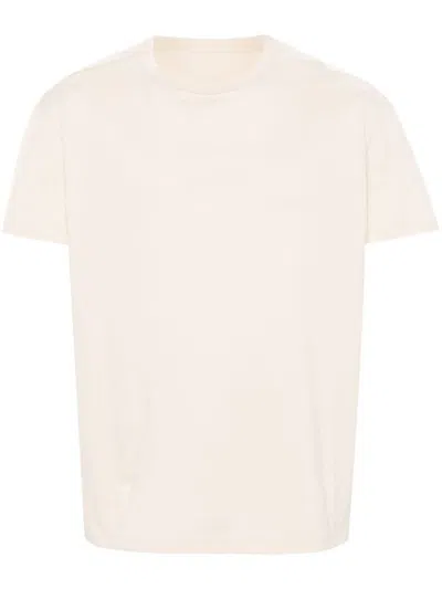 Maison Margiela Logo-embroidered Cotton T-shirt In Beige