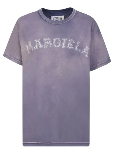Maison Margiela Lilac Logo Cotton Jersey Crewneck T-shirt In Multicoloured