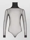 Maison Margiela Transparent Bodysuit With High Neck And Long Sleeves