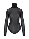 Maison Margiela Transparent High-neck Bodysuit In Black Viscose Jersey In Black