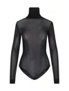 Maison Margiela Transparent High-neck Bodysuit In Black Viscose Jersey In Black