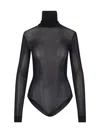 Maison Margiela Transparent High-neck Bodysuit In Black Viscose Jersey In Black