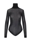 Maison Margiela Transparent High-neck Bodysuit In Black Viscose Jersey In Black