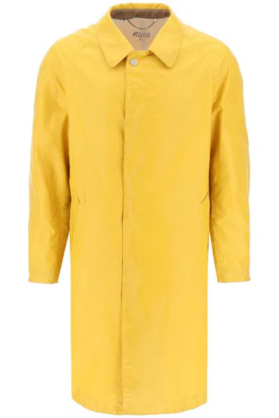 Maison Margiela Trench Coat In Worn-out Effect Coated Cotton In Yellow