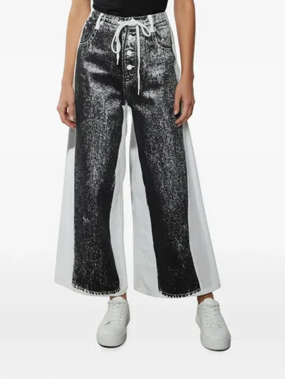 Pre-owned Maison Margiela Trompe L'oeil Wide-leg Jeans In Black