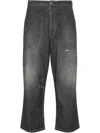Maison Margiela Men's Distressed Jeans With Paint Splatters In Black