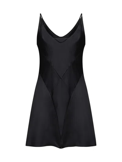 Maison Margiela Satin Mini Dress In Black