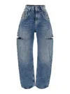 Maison Margiela Womens Blue Icons Cut-out Straight-leg High-rise Jeans In Blue