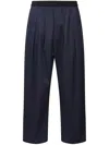 Maison Margiela Loose Fit Cotton Cropped Trousers In Blue