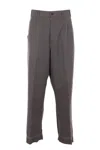 Maison Margiela Wool Cuffed Trousers In Gray